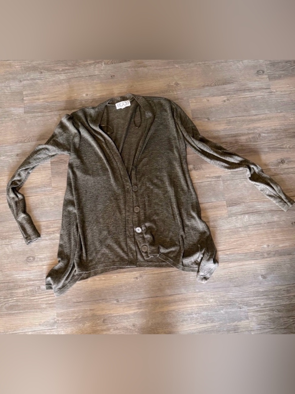 Pink Rose lightweight, button-up V-neck green cardigan size small
